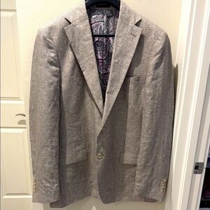 TALLIA Tan/ Brown Sport Coat  Linen Micro Houndstooth pattern size 44L